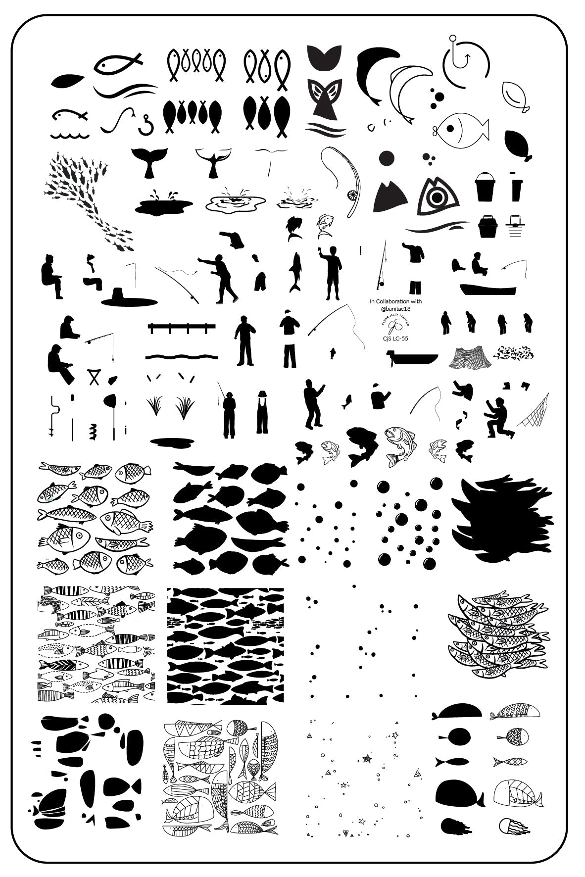 Gone Fishing! (CjS-LC-55) Steel Stamping Plate 14 x 9 Clear Jelly Stamper