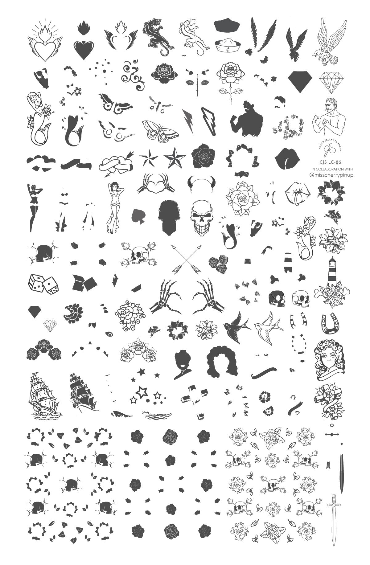 Tattoo (CjSLC-86) Etched Nail Art Stamping Plate