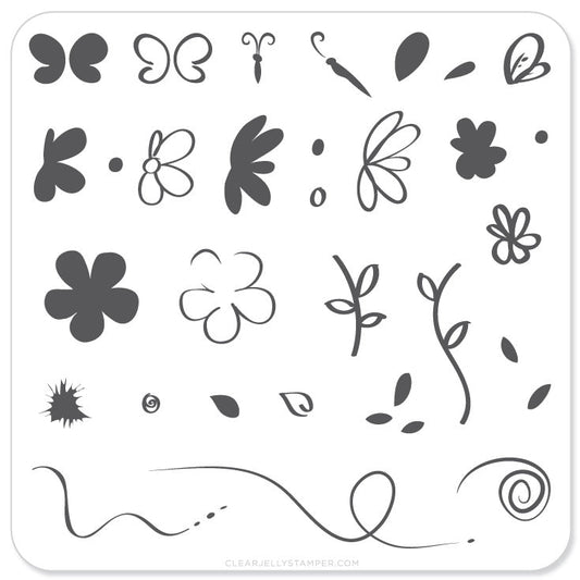 Infinite Flower (CjS-04) - Steel Nail Art Stamping Plate 6x6 Clear Jelly Stamper