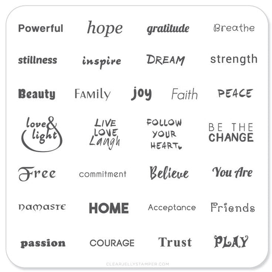 Feel the Love (CjS-07) - Steel Nail Art Stamping Plate 6x6 Clear Jelly Stamper