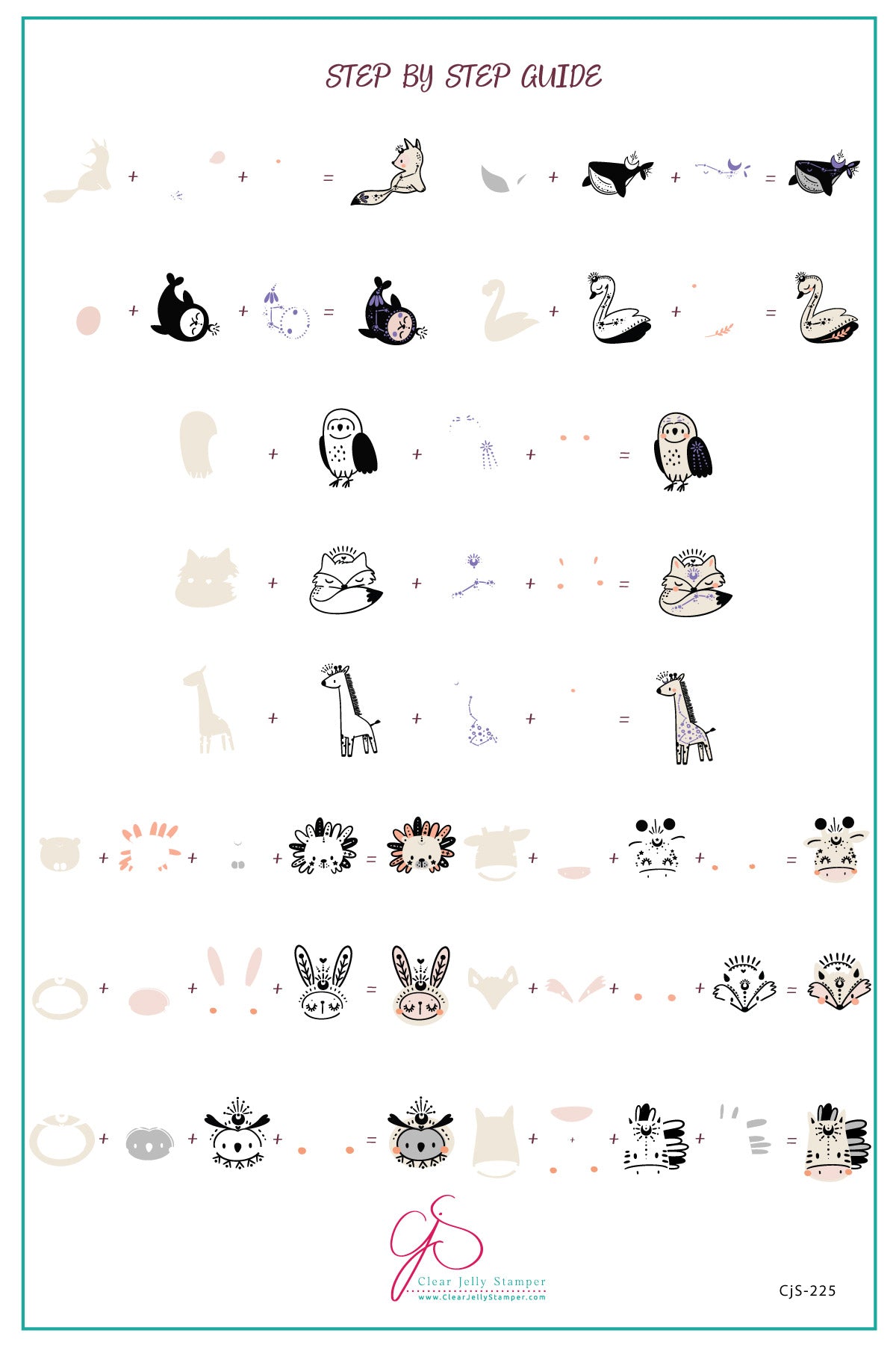 Celestial Zoo (CjS-225) Etched Nail Art Stamping Plate