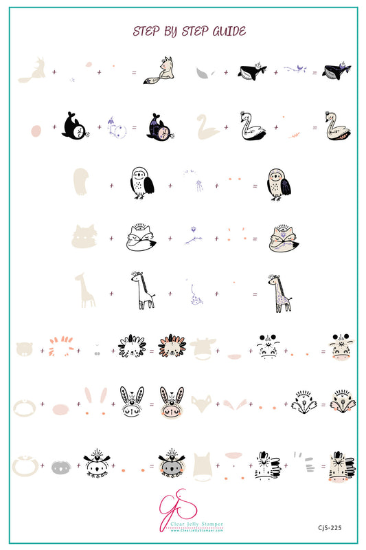 Celestial Zoo (CjS-225) Etched Nail Art Stamping Plate