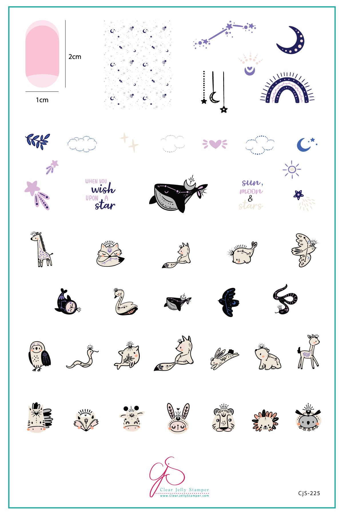 Celestial Zoo (CjS-225) Etched Nail Art Stamping Plate