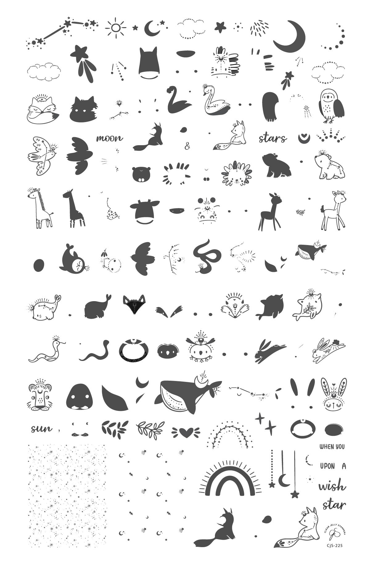 Celestial Zoo (CjS-225) Etched Nail Art Stamping Plate