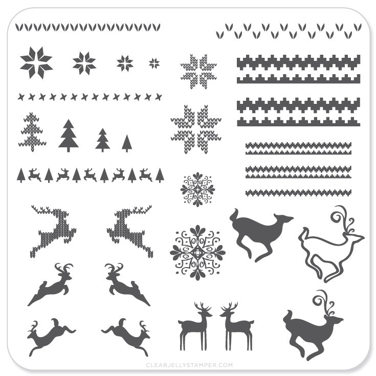 Christmas Sweater (CjSC-02) - Steel Nail Art Stamping Plate 6x6 Clear Jelly Stamper
