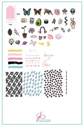 Koko by Design (CjS-103) Steel Nail Art Stamping Plate 14 x 9 Clear Jelly Stamper