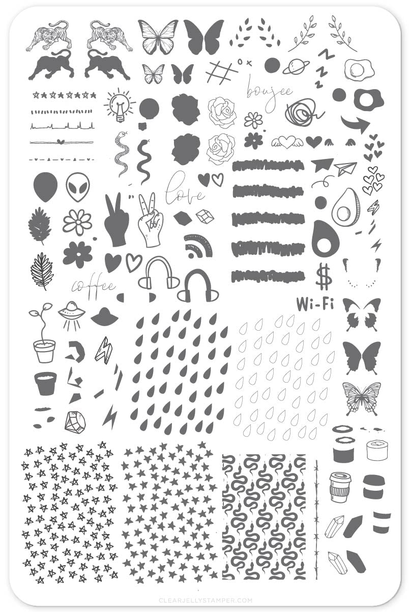 Koko by Design (CjS-103) Steel Nail Art Stamping Plate 14 x 9 Clear Jelly Stamper