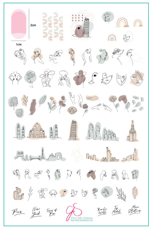 Mod Life Series - The Globe (CjS-118) Steel Nail Art Stamping Plate 14 x 9 Clear Jelly Stamper