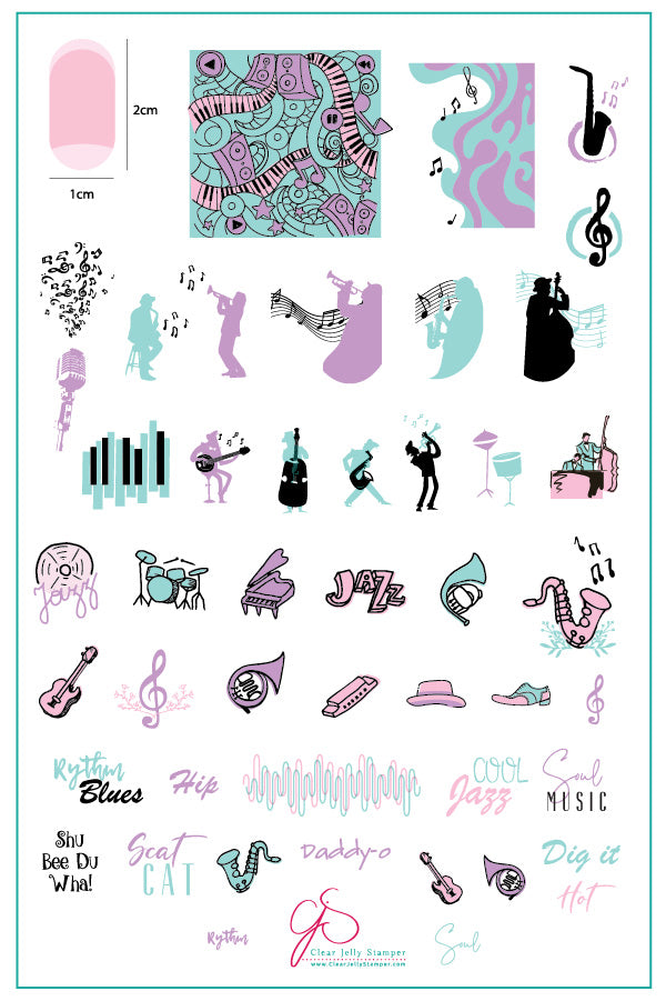 5-6-7-8... (CjS-119) Steel Nail Art Stamping Plate 14 x 9 Clear Jelly Stamper