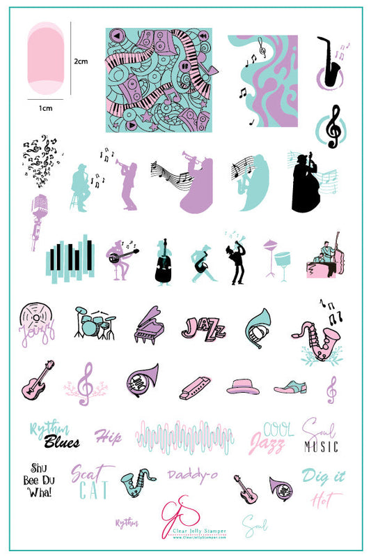 5-6-7-8... (CjS-119) Steel Nail Art Stamping Plate 14 x 9 Clear Jelly Stamper