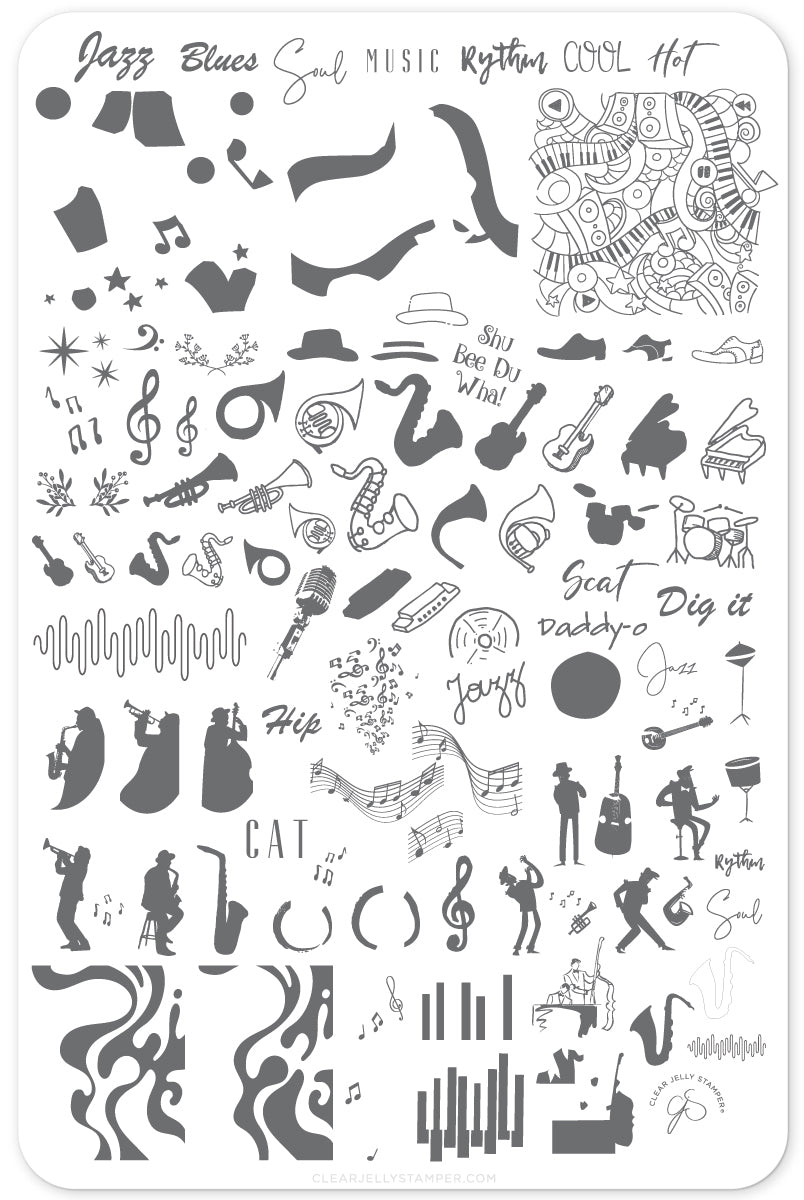 5-6-7-8... (CjS-119) Steel Nail Art Stamping Plate 14 x 9 Clear Jelly Stamper