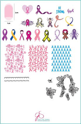 All For A Cause (CjS-125) Steel Nail Art Stamping Plate 14 x 9 Clear Jelly Stamper