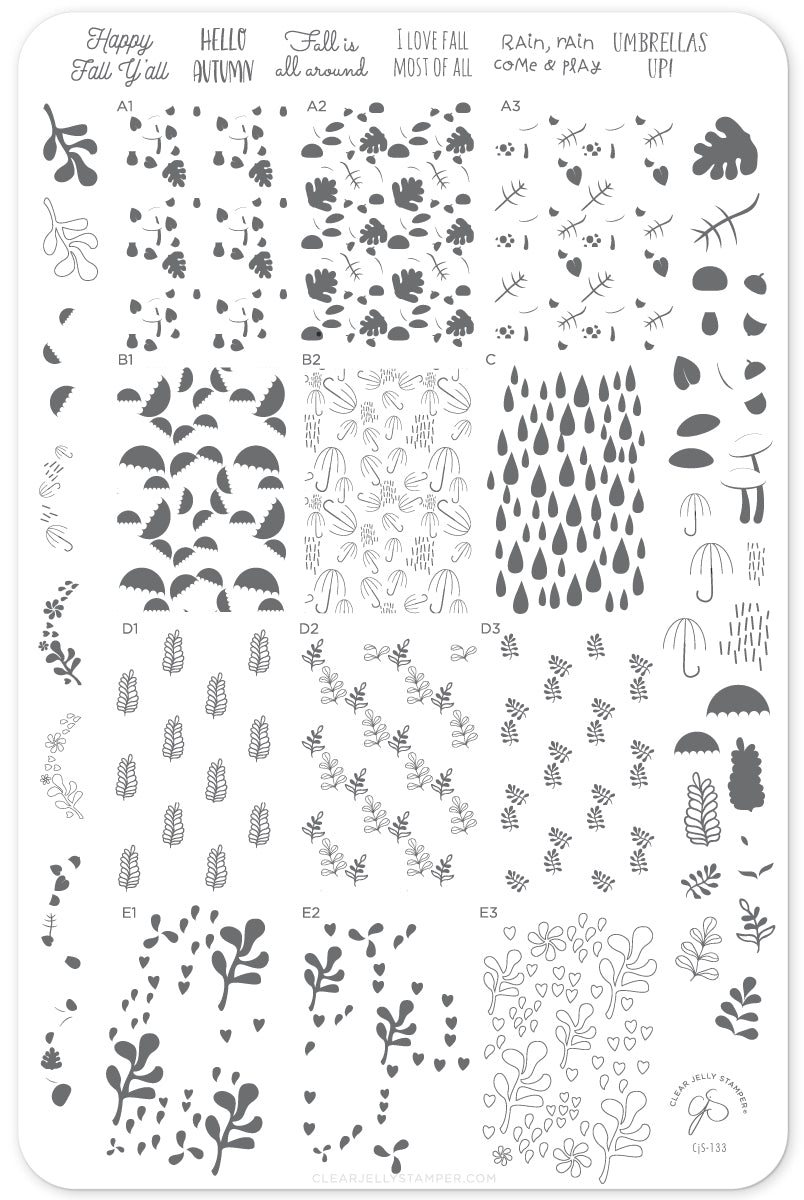 Fallpaper - Happy Fall Yall! (CjS-133) Steel Stamping Plate 14 x 9 Clear Jelly Stamper