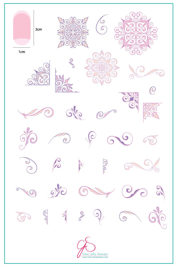 Put a Lil Swirl on it - Part Two (CjS-134) Steel Nail Art Stamping Plate 14 x 9 Clear Jelly Stamper