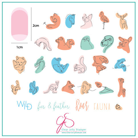 Mod Life Series - Wildlife (CjS-139) Steel Nail Art Stamping Plate 8 x 8 Clear Jelly Stamper Plate