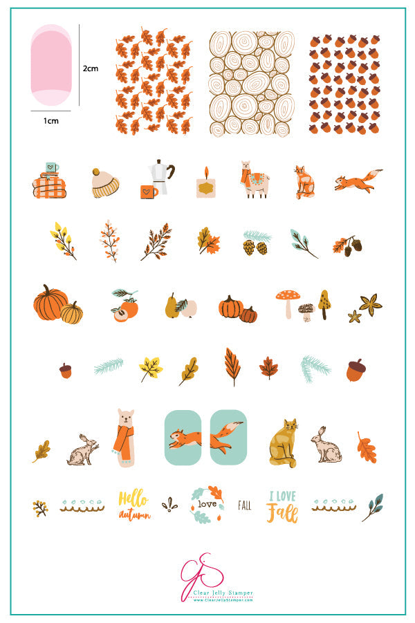 Autumn Acorns (CjS-148) Steel Stamping Plate 14 x 9 Clear Jelly Stamper