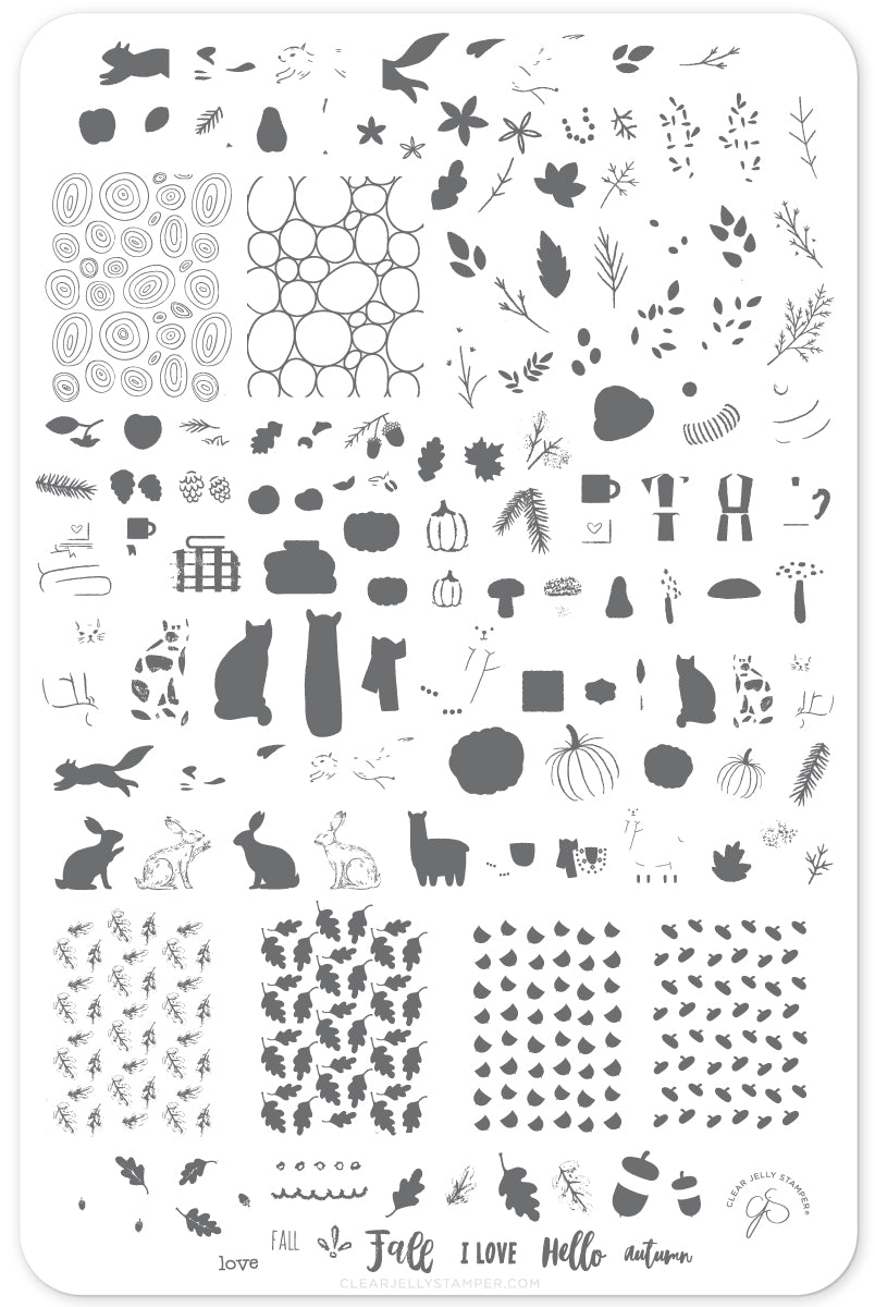 Autumn Acorns (CjS-148) Steel Stamping Plate 14 x 9 Clear Jelly Stamper