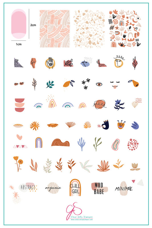 Mod Life Series - Minimalist (CjS-153) Steel Stamping Plate 14 x 9 Clear Jelly Stamper