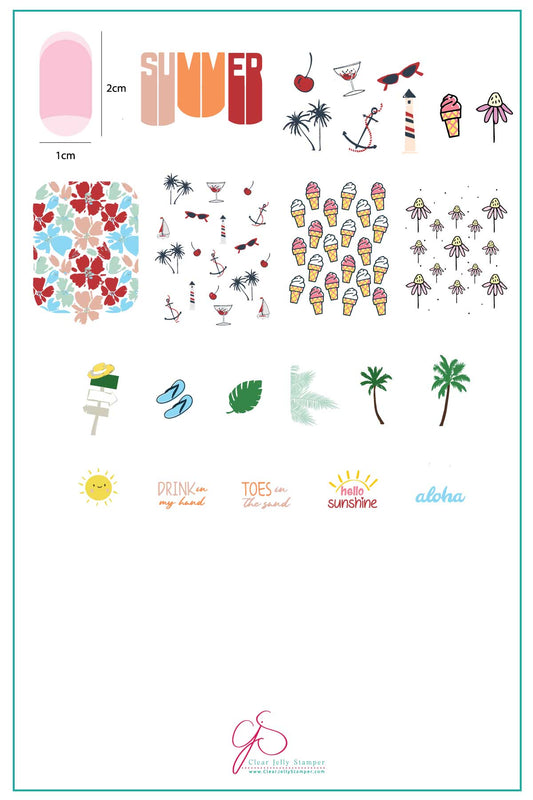Summer (CjS-160) Steel Stamping Plate 14 x 9 Clear Jelly Stamper