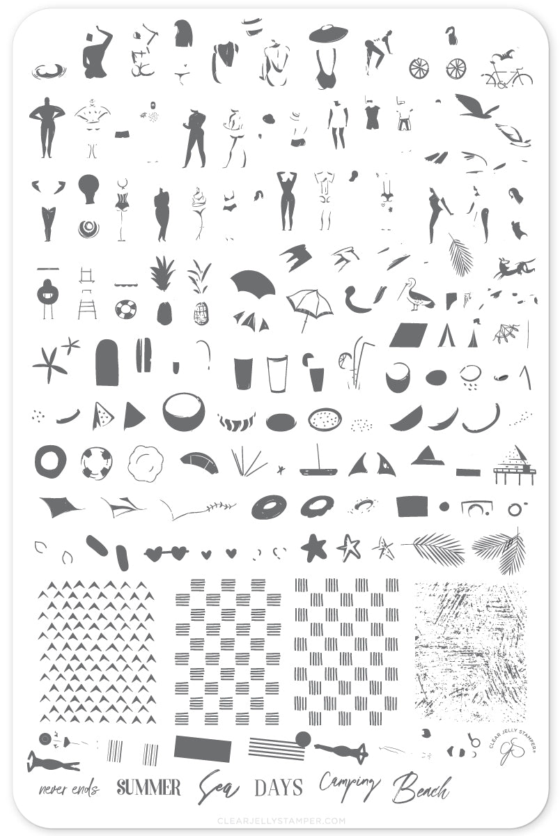 Summer Never Ends (CjS-165) Steel Stamping Plate 14 x 9 Clear Jelly Stamper