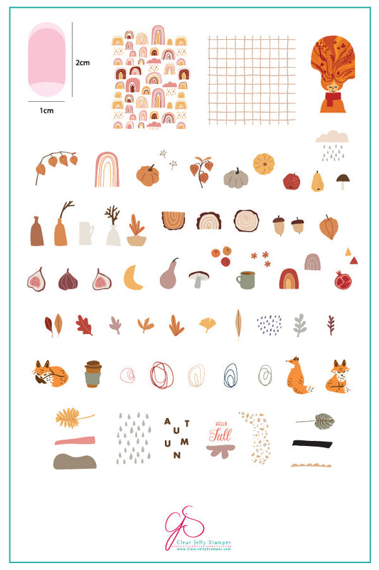 Autumn Trails (CjS-169) Steel Stamping Plate 14 x 9 Clear Jelly Stamper