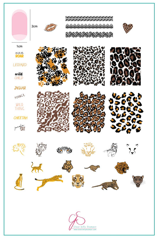 Wild Kingdom - Cheetah (CjS-176) Steel Stamping Plate 14 x 9 Clear Jelly Stamper