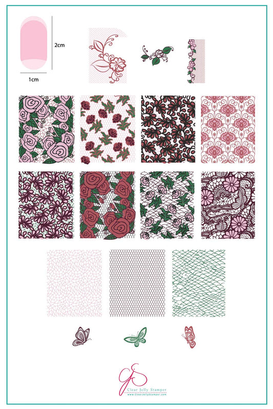 Just Add Lace (CjS-177) Steel Stamping Plate 14 x 9 Clear Jelly Stamper
