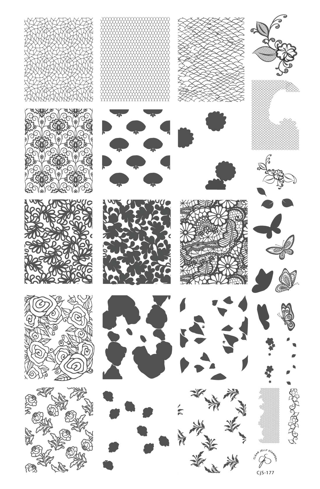 Just Add Lace (CjS-177) Steel Stamping Plate 14 x 9 Clear Jelly Stamper