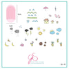 MINI Summer Drinks and Fruits Doodle (CjS-18) - Steel Nail Art Stamping Plate 6x6 Clear Jelly Stamper Plate 