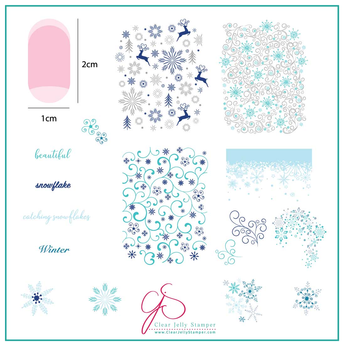 Catching Snowflakes (CjS-180) Steel Stamping Plate 8 x 8 Clear Jelly Stamper Plate