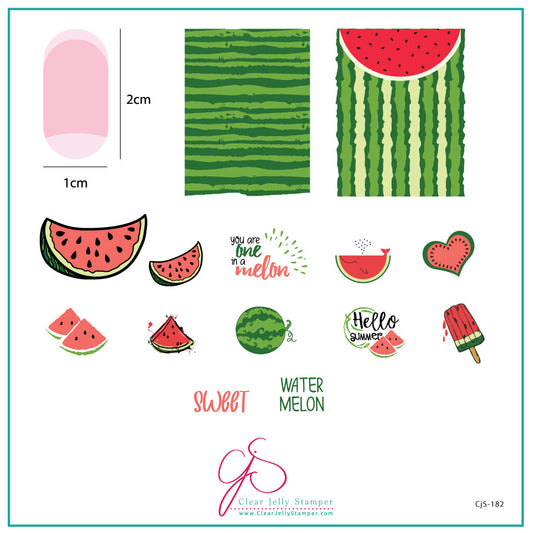 One in a Melon (CjS-182) Etched Nail Art Stamping Plate