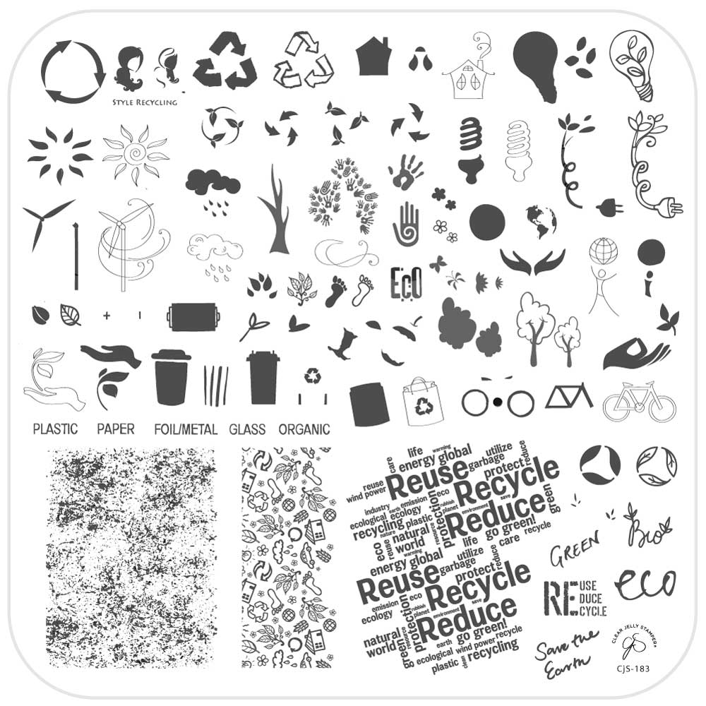 Recycle This (CjS-183) Steel Stamping Plate 8 x 8 Clear Jelly Stamper