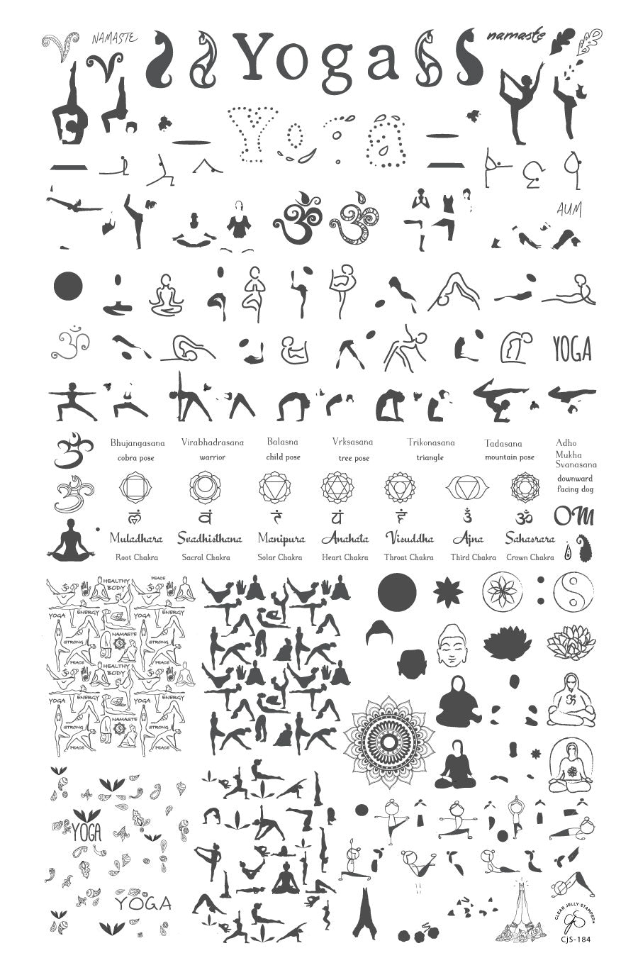 Zen Yoga (CjS-184) Steel Stamping Plate 14 x 9 Clear Jelly Stamper