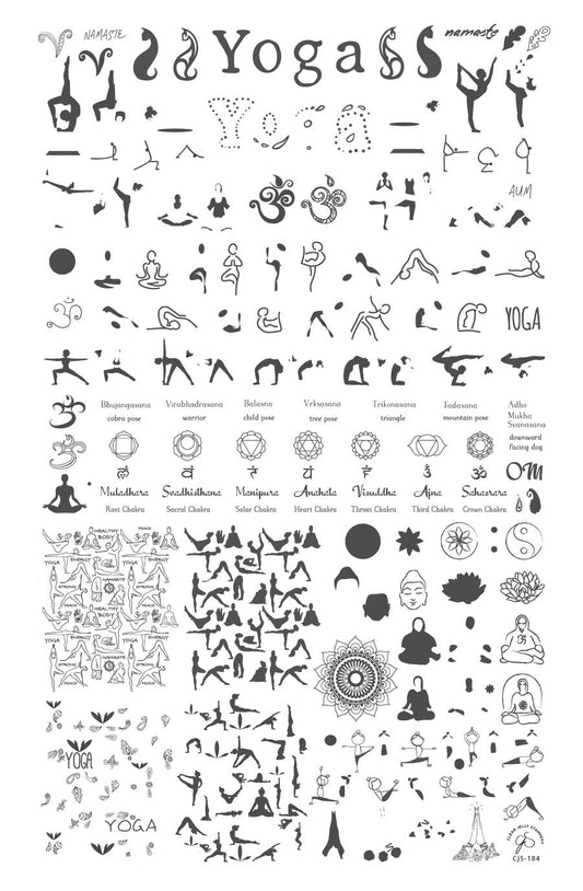 Zen Yoga (CjS-184) Steel Stamping Plate 14 x 9 Clear Jelly Stamper