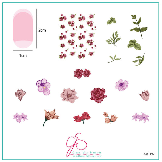 Itty Bitty Blooms (CjS-197) Steel Stamping Nail Art Plate 8 x 8 Clear Jelly Stamper