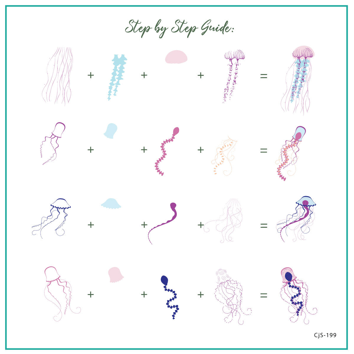 Blooming Sea (CjS-199) Steel Stamping Plate 8 x 8 Clear Jelly Stamper