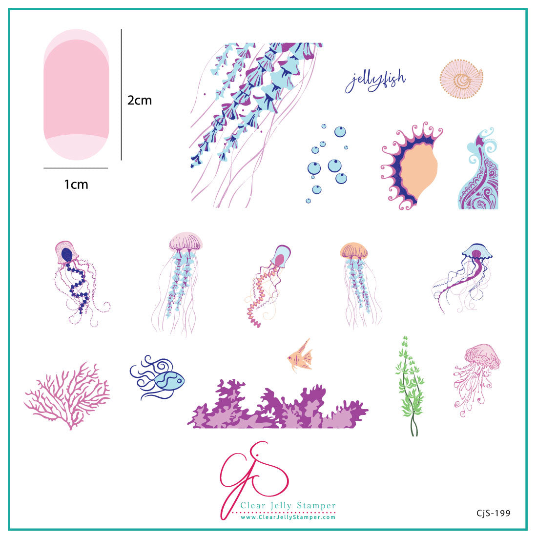 Blooming Sea (CjS-199) Steel Stamping Plate 8 x 8 Clear Jelly Stamper