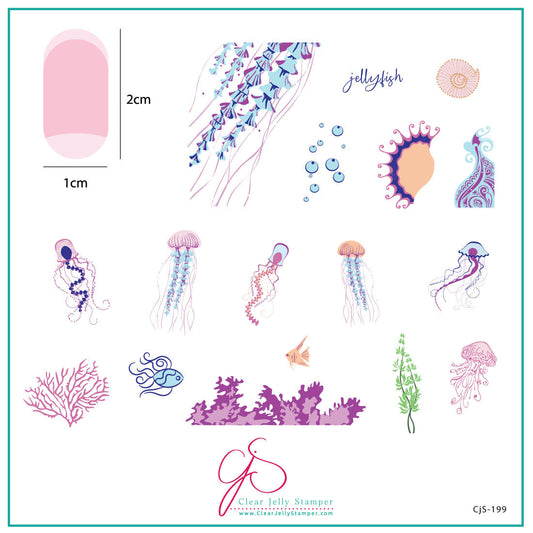 Blooming Sea (CjS-199) Steel Stamping Plate 8 x 8 Clear Jelly Stamper