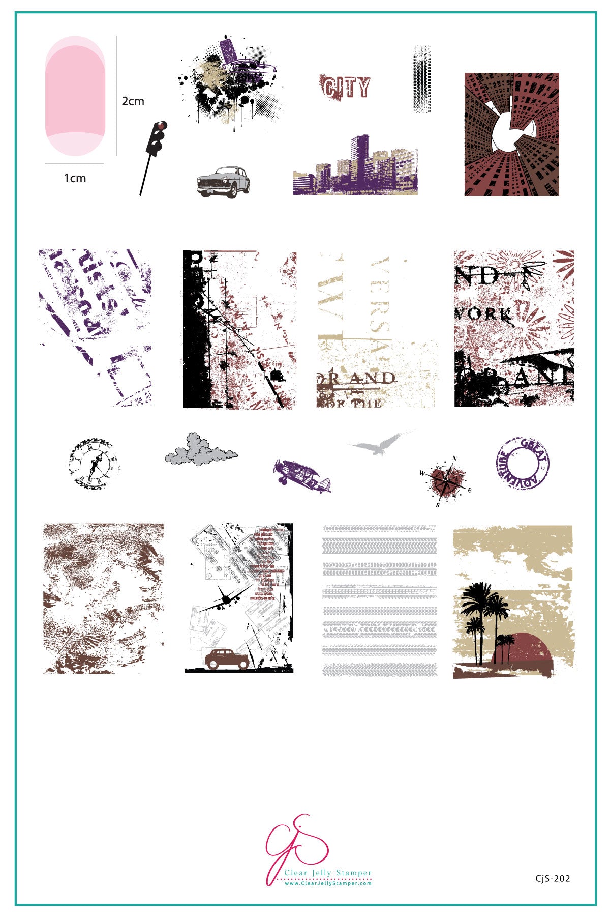 Grunge Series - City (CjS-202) Etched Nail Art Stamping Plate