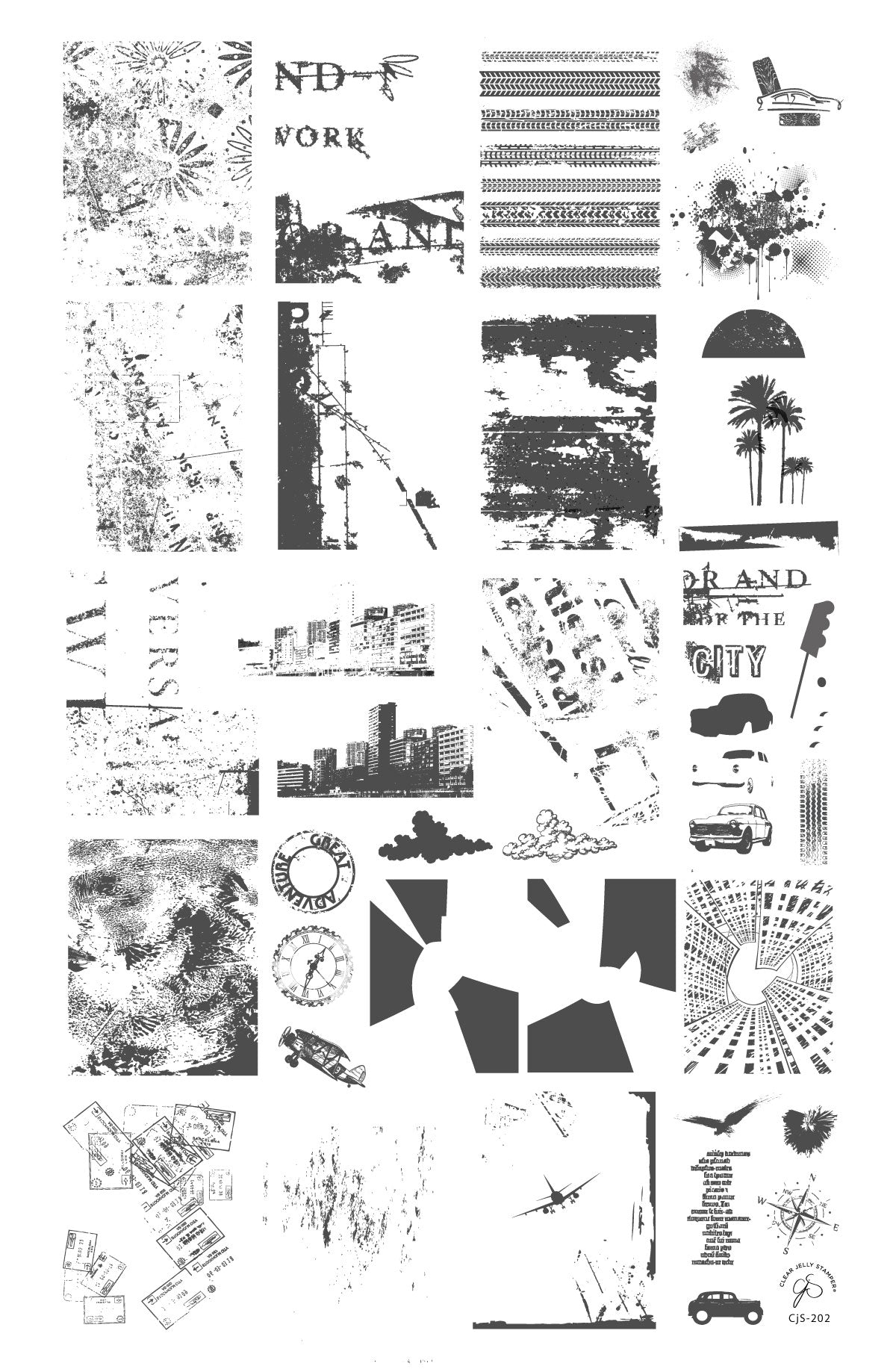 Grunge Series - City (CjS-202) Etched Nail Art Stamping Plate