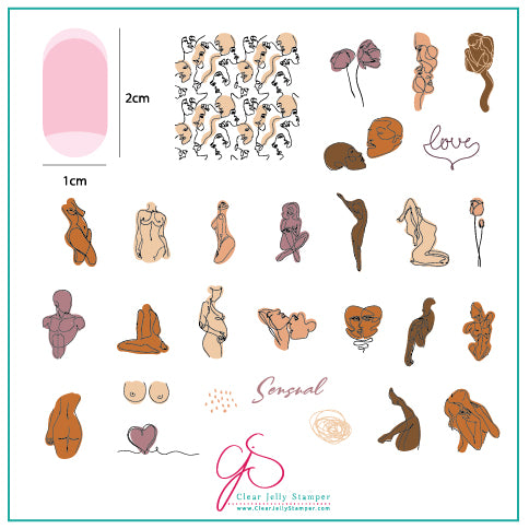 The Nude Series - Sensual (CjS-204) Etched Nail Art Stamping Plate