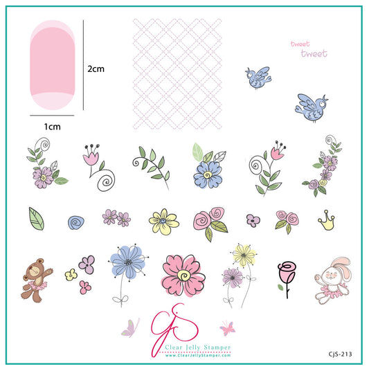 Spring Ballet (CjS-213) Etched Nail Art Stamping Plate