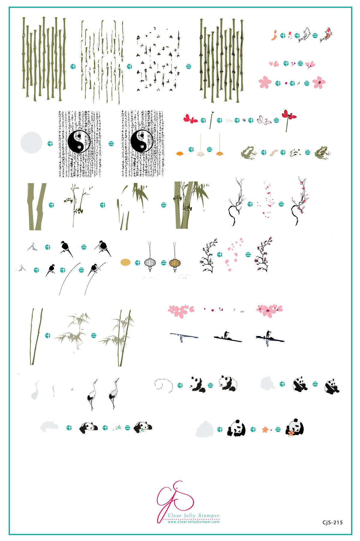 Panda and Friends (CjS-215) Etched Nail Art Stamping Plate