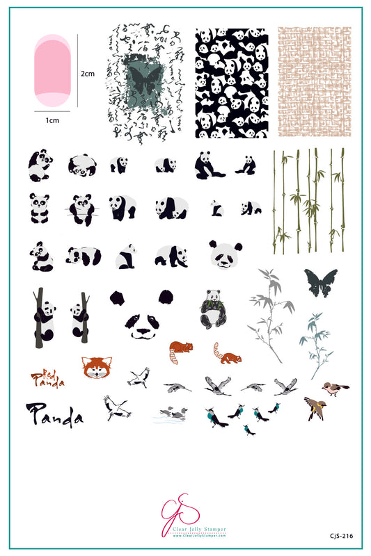 Playful Panda (CjS-216) Etched Nail Art Stamping Plate