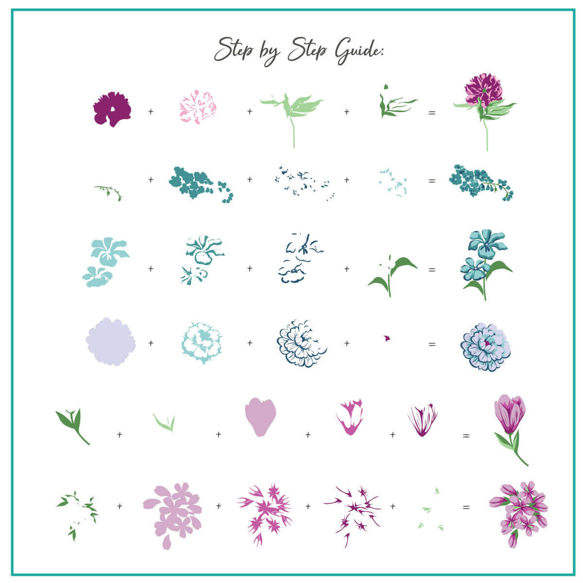 layered-nail-art-stamping-plate-how-to-card-with-colorful-designs-of-flowers-and-leaves