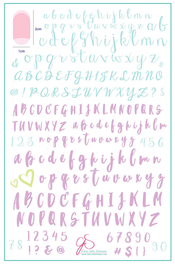 Alphabet Brush (CjS-40) - Steel Nail Art Stamping Plate 14 x 9 Clear Jelly Stamper Plate