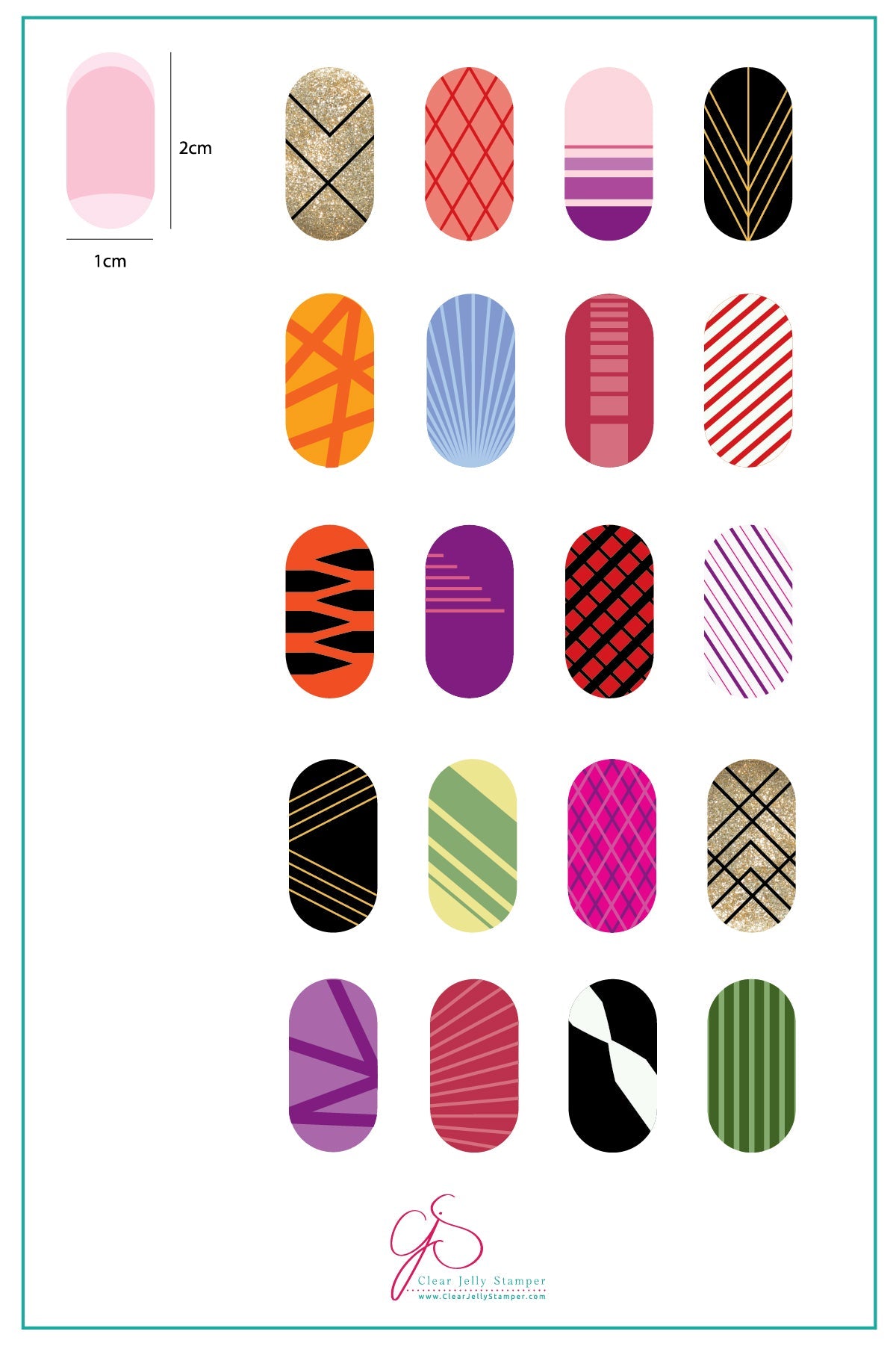 Lines (CjS-52) Steel Nail Art Stamping Plate 14 x 9 Clear Jelly Stamper Plate