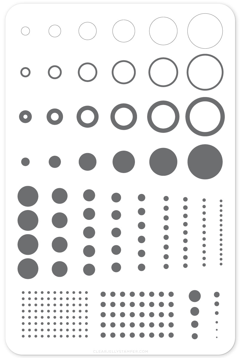 Circles (CjS-53) Steel Nail Art Stamping Plate 14 x 9 Clear Jelly Stamper