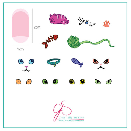 Meow (CjS-60) Steel Nail Art Stamping Plate 6x6 Clear Jelly Stamper Plate