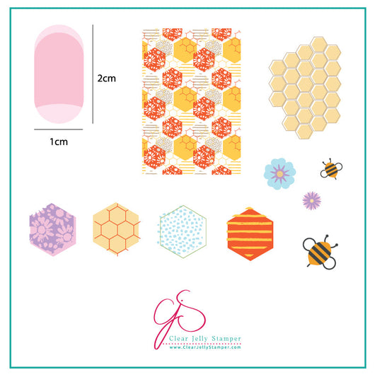 Buzz-y (CjS-73) Steel Nail Art Stamping Plate 6x6 Clear Jelly Stamper Plate